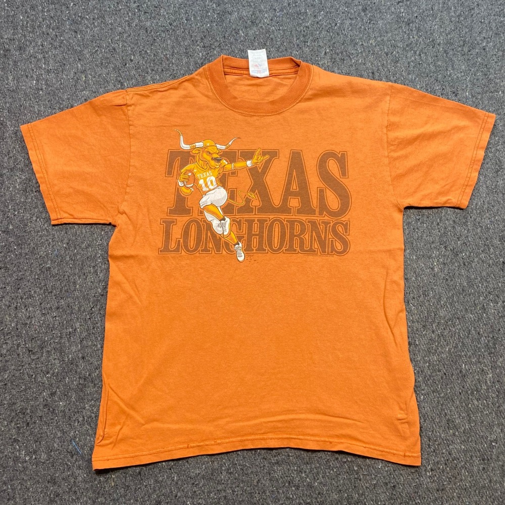 Jerzees Texas Longhorns Shirt‎ Sz M Mens Orange Streetwear Mascot Bevo Graphic